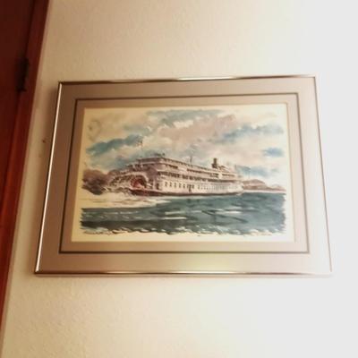 LOT 62 FRAMED "STEAMBOAT DELTA QUEEN" BY PAUL N. NORTON