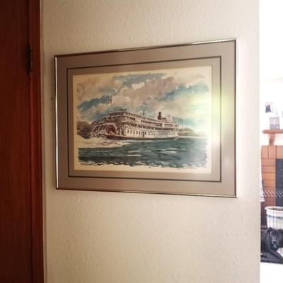LOT 62 FRAMED "STEAMBOAT DELTA QUEEN" BY PAUL N. NORTON