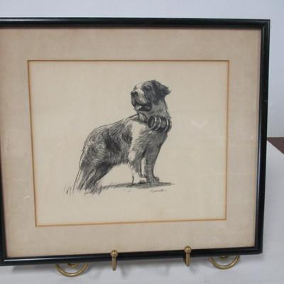 Signed St Bernard Drawing