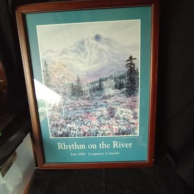 LOT 105 FRAMED POSTER ARTWORK "RYTHEM ON THE RIVER"
