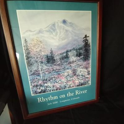 LOT 105 FRAMED POSTER ARTWORK "RYTHEM ON THE RIVER"