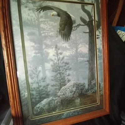 LOT 106 SIGNED FRAMED EAGLE ARTWORK BY SMITH