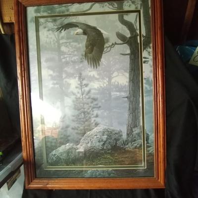 LOT 106 SIGNED FRAMED EAGLE ARTWORK BY SMITH
