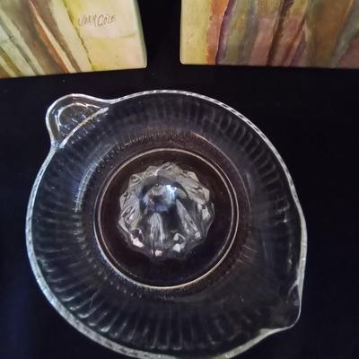 LOT 46 VARAGES BAKEWARE-GLASS JUICER-HANGING WALL ART