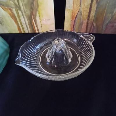 LOT 46 VARAGES BAKEWARE-GLASS JUICER-HANGING WALL ART