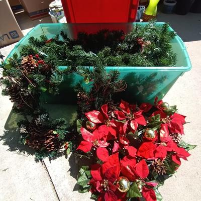 LOT 59 CHRISTMAS FOLIAGE AND STORAGE CONTAINER