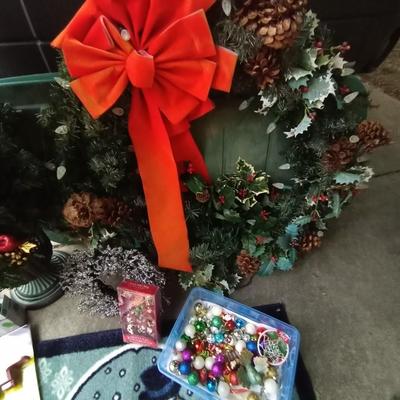 LOT 112 CHRISTMAS TREE-WREATH AND DECOR