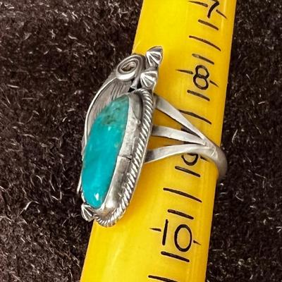 Signed RB With a Bear Logo RING Pawn Turquoise