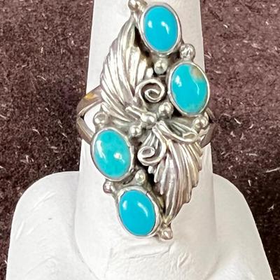 M Y Sterling Ring Gorgeous 7 Turquoise 