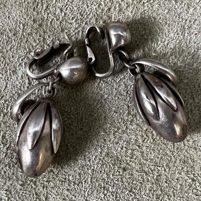Silver Napier Clip - On Vintage Earrings 