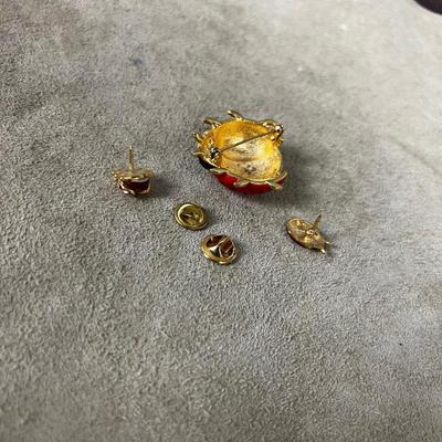 Lady Bug Pins 3 Enamel & Rhinestone 