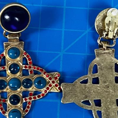 Celtic Cross Clip on Earrings (large) UNIQUE!