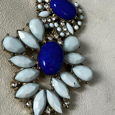 Vintage Blue Stone and Rhinestone Pendant 