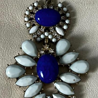 Vintage Blue Stone and Rhinestone Pendant 