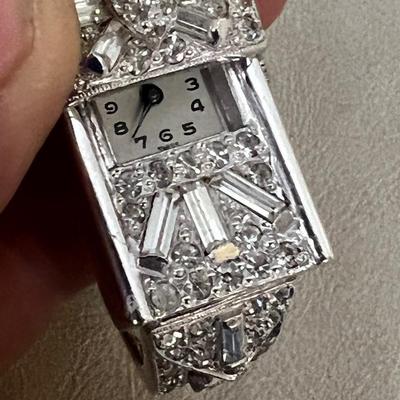 Nastrix 17 Jewel Watch Silver w/ faceted Stones 