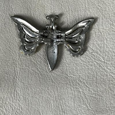 Unique Deco Butterfly Pin with  Movable Wings Pinch  Spring Fastener