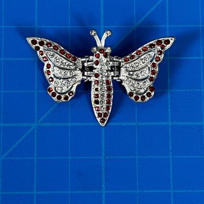 Unique Deco Butterfly Pin with  Movable Wings Pinch  Spring Fastener