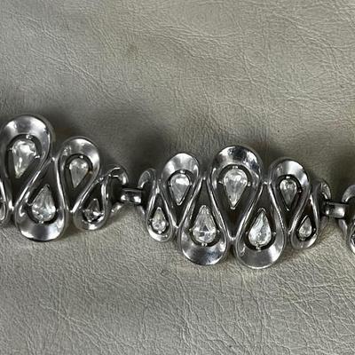 Simmons MCM Bracelet Silver Tone with Cut Faceted Tear Drop Shaped Gems