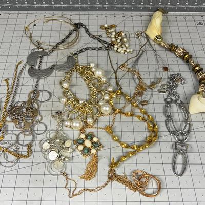 Lots of Lot 98 Gold and Silver Toned Jewelry, Chunky