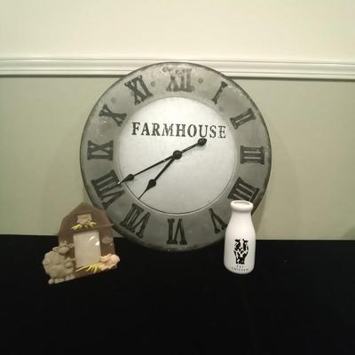 LOT 111  FARMHOUSE WALL CLOCK AND MORE