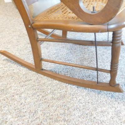 Antique Cane Seat and Back Rocking Chair