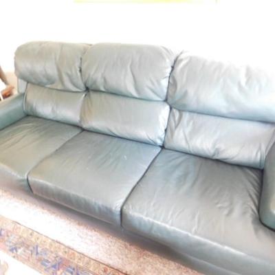 Full Leather Couch by Classic Leather Gray/Green Tint