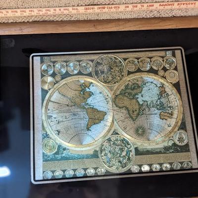 Vintage Planisphaerium Terrestre Framed Gold Foil World Map