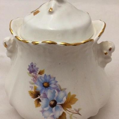 Vintage Ceramic Urn Cream Color With Flowers and Gold Trim 6 1/2 Inches Tall