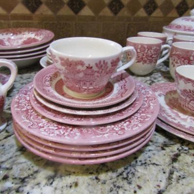 Collection of Pink and White Dinnerware- Assorted Makers (#10)