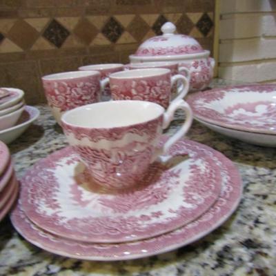 Collection of Pink and White Dinnerware- Assorted Makers (#10)