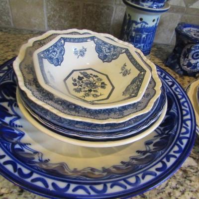 Collection of Blue and White Dinnerware- Assorted Makers (#15)