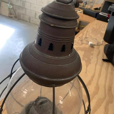 Vintage kerosine lantern- metal/ glass