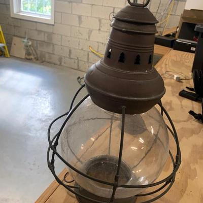 Vintage kerosine lantern- metal/ glass