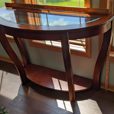 Semi Circle Accent Glass Top Table