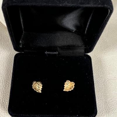 14 K Gold Leaf Earrings 