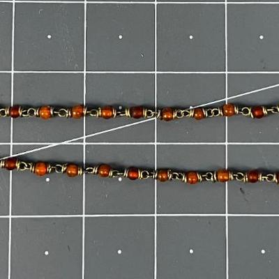 Orange Bead Necklace Marked AK 