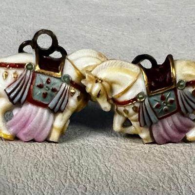 Unusual Pair of Little Horse Earrings Clip on 