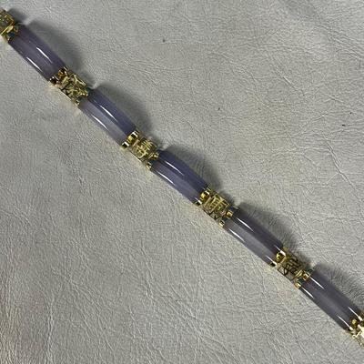 14 K Gold and Lavender Jade Bracelet 