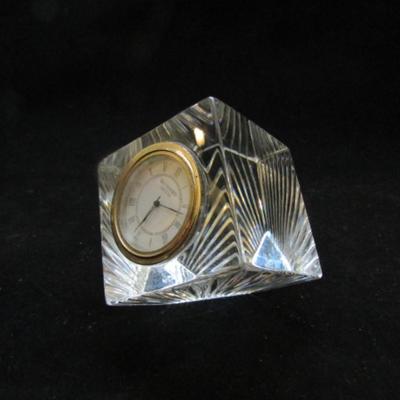 Waterford Crystal Desktop Clock- Cube with Cut Sunburst Accents (#26)