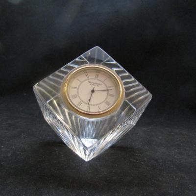 Waterford Crystal Desktop Clock- Cube with Cut Sunburst Accents (#26)