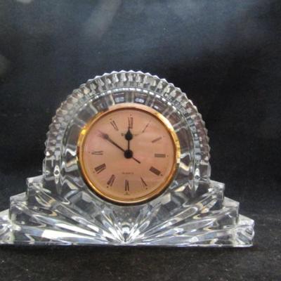 Waterford Crystal Mantle-Style Clock with Cut Sunburst Accent (#27)