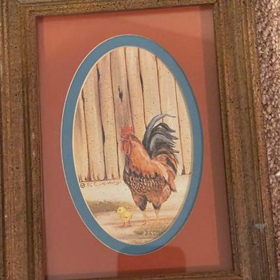 Two Vintage Rooster Pictures by Sharon Cummings