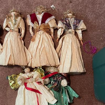 Set of Five Handmade Christmas Cornhusk Angels