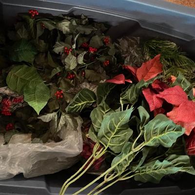 Two Tubs of Holiday Poinsettias and Berry Flowers