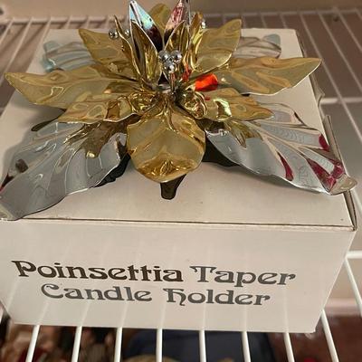 Two New Poinsettia Taper Candle Holders