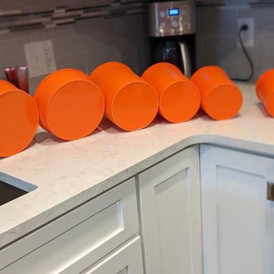 Classic Vintage Orange Tupperware Canisters, Great Condition