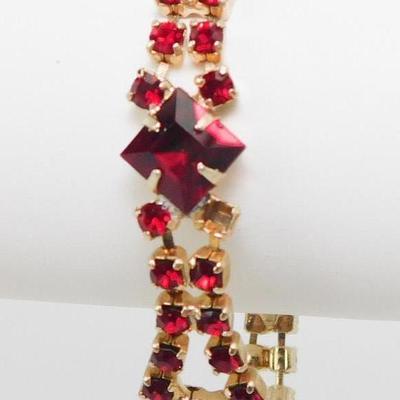 Vintage Red Rhinestone  Bracelet