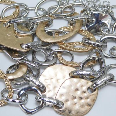 Contemporary Silver & Gold Tone Chain Link Necklace