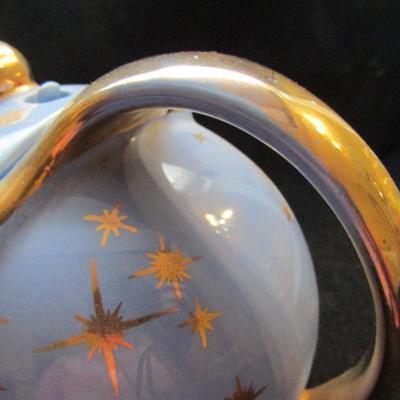 Hall Teapot- Periwinkle Blue with Gold Atomic Burst- 6 Cup with Hook Lid  (#44)