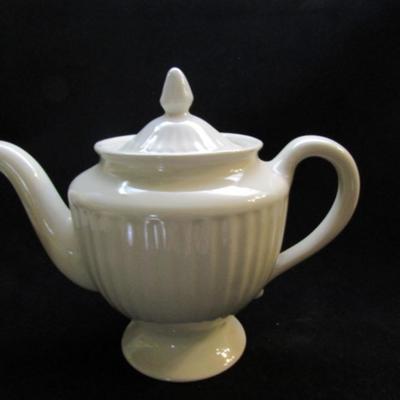 Pair of Hall Teapots- White and Yellow with Gold (#46)
